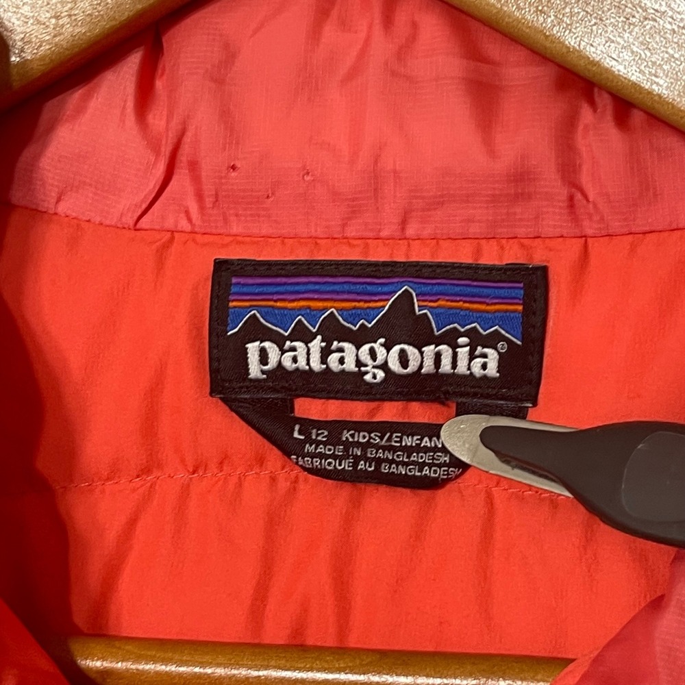 Patagonia Jacket Kids Large Pink Down Insulated Puffer Coat Youth L 12 Hoodless - Picture 4 of 10